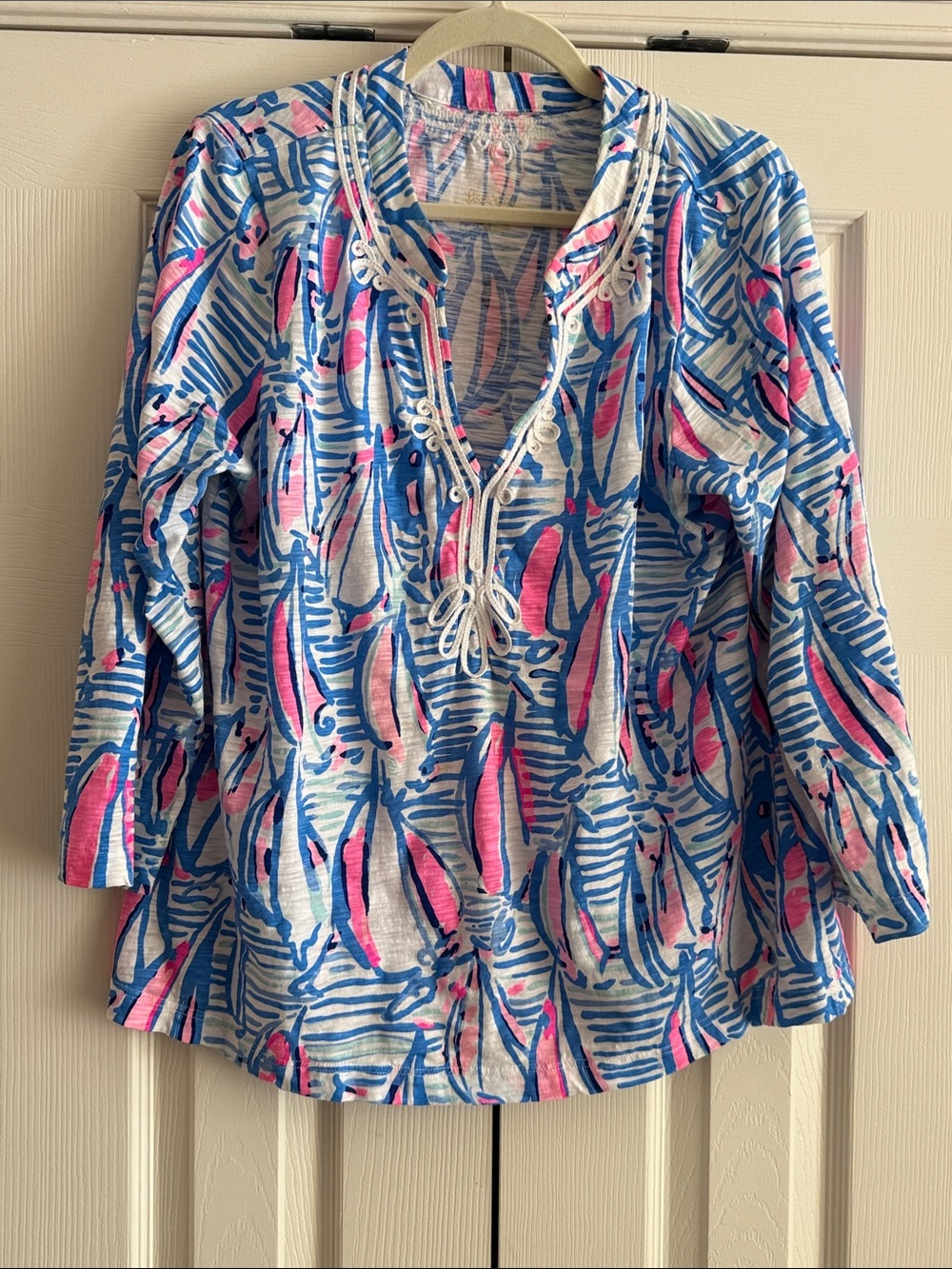 Lilly Pulitzer Blue Pink White Printed Tunic